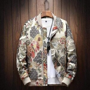Japanese Brand Streetwear Embroidered Bomber Jacket with Pockets